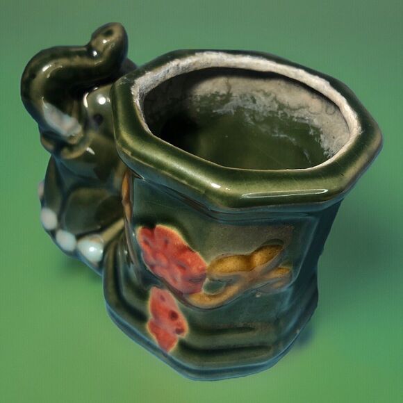 Vintage Occupied Japan- Green Elephant Vase/Planter/Trinket Dish Excellent - Picture 2 of 7